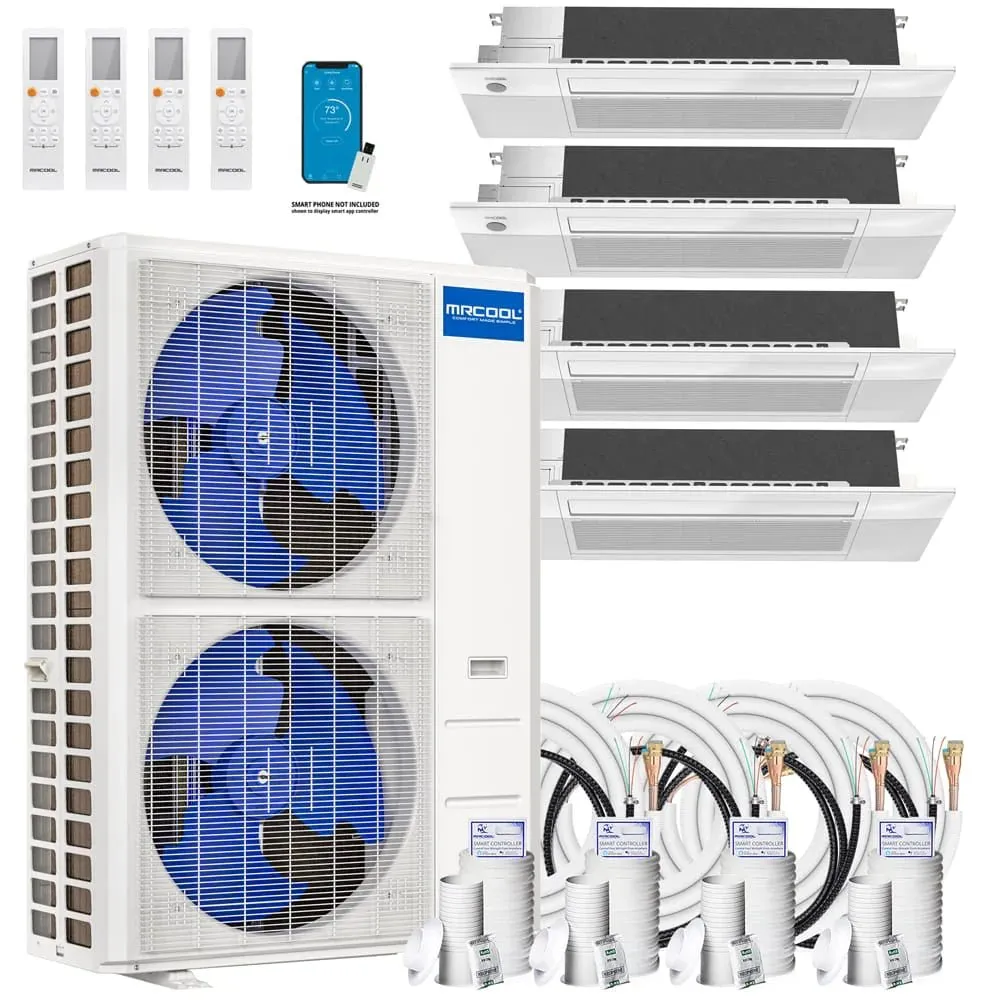 MRCOOL DIY 4th Gen 4-Zone 48,000 BTU 21 SEER (9K   9K   12K   18K) Ductless Mini Split AC and Heat Pump with Ceiling Cassettes