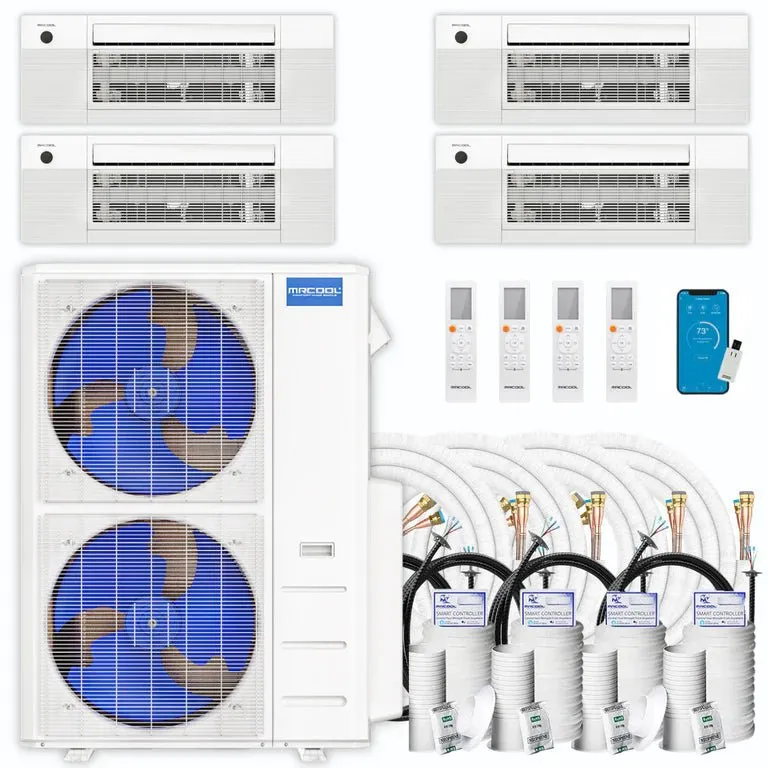 MRCOOL DIY 4th Gen 4-Zone 48,000 BTU 21 SEER (9K   9K   12K   18K) Ductless Mini Split AC and Heat Pump with Ceiling Cassettes