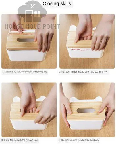 Multi Purpose Tissue Holder Wooden Lid