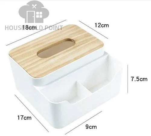Multi Purpose Tissue Holder Wooden Lid