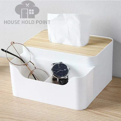 Multi Purpose Tissue Holder Wooden Lid