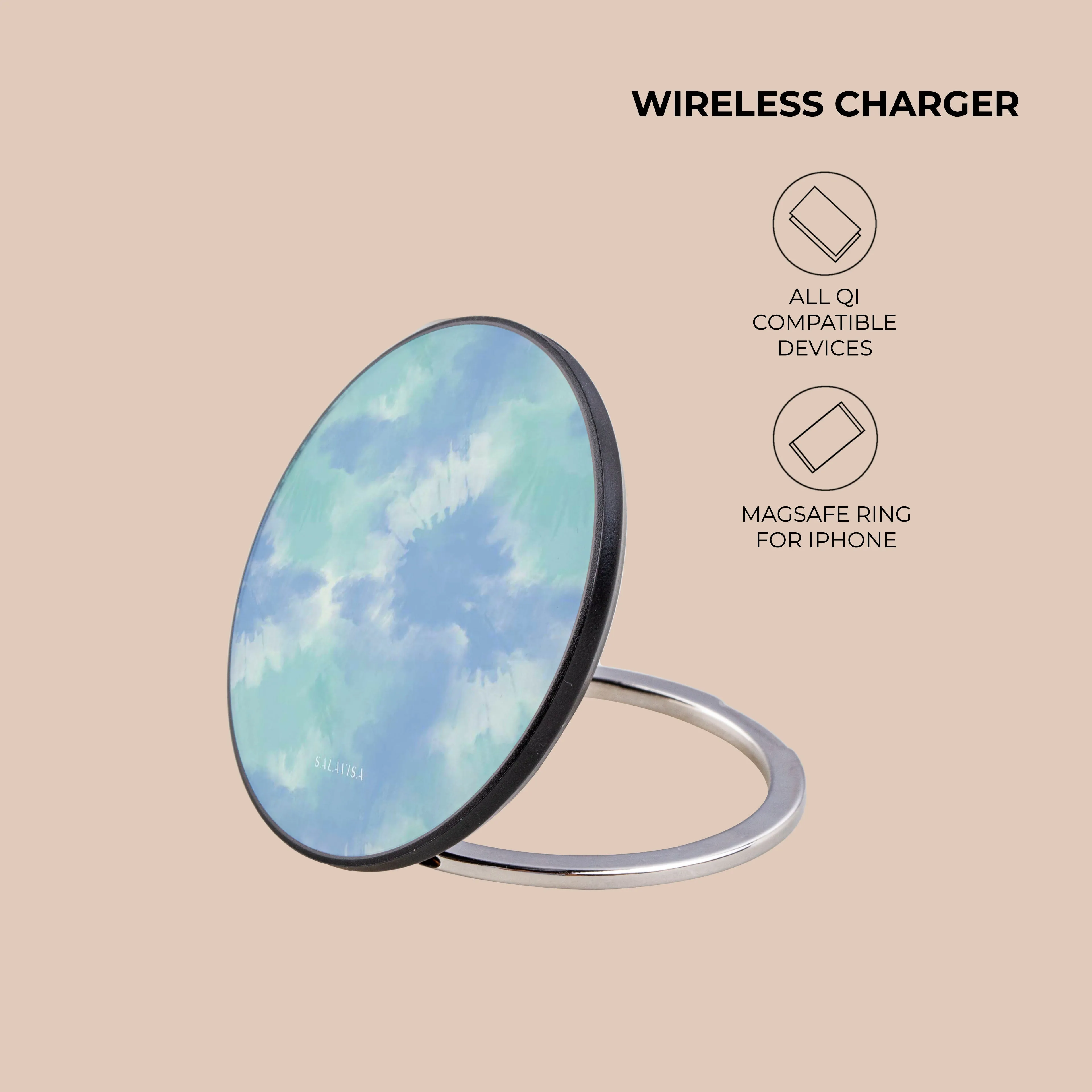 Ocean Green Tie Dye Wireless Charger