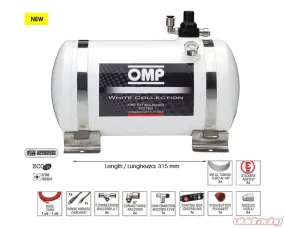 OMP Racing 14LB White Collection Electrical Fire Extinguisher System