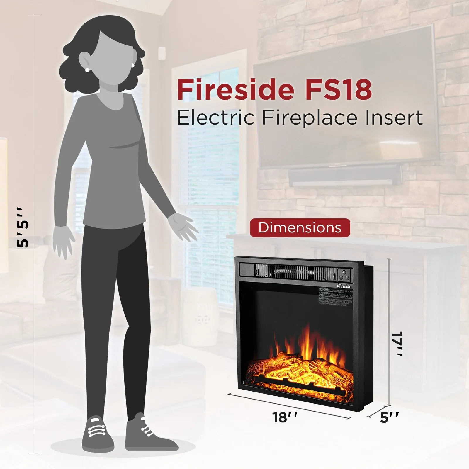 (Open Box) Fireside FS18 Electric Fireplace Insert