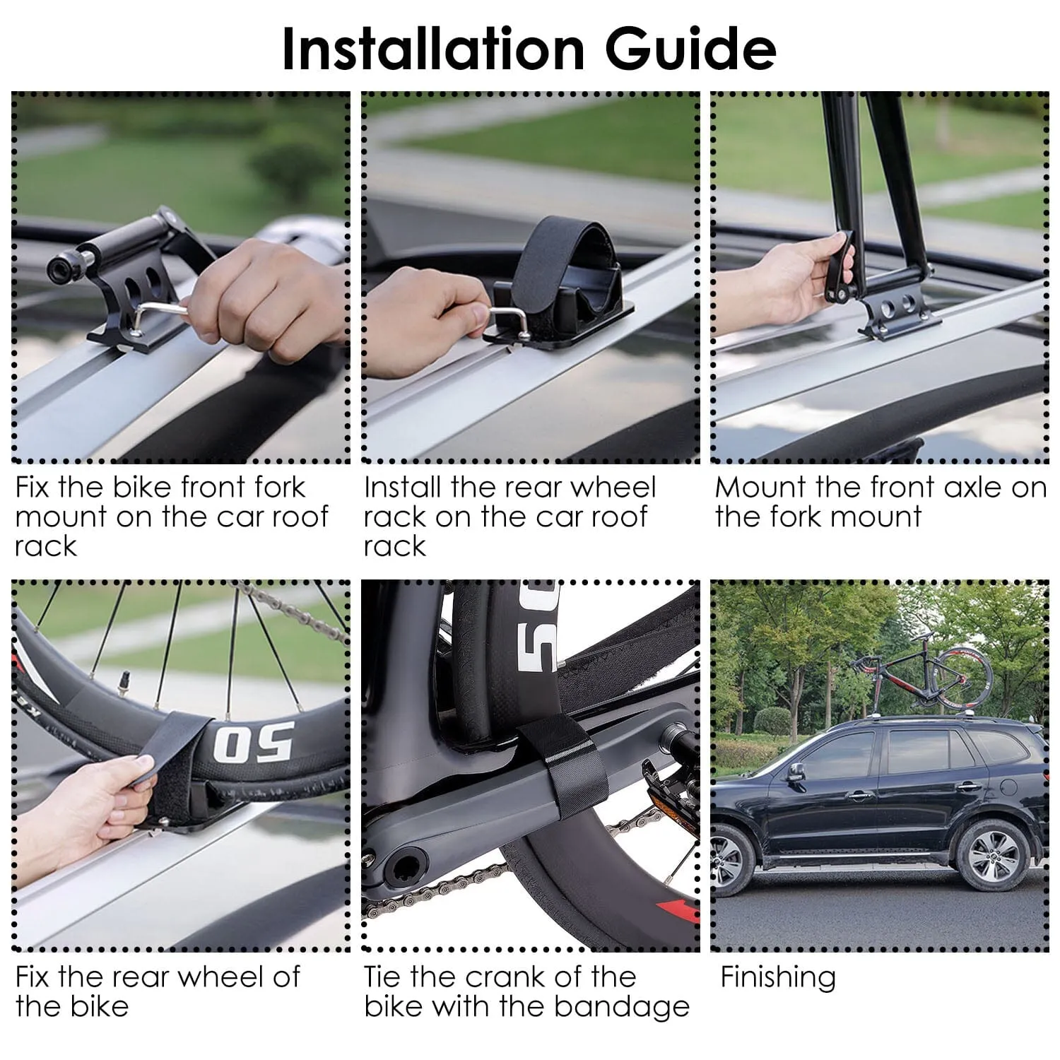 Quick Release Bike Fork Block Mount Rack for Car Roof