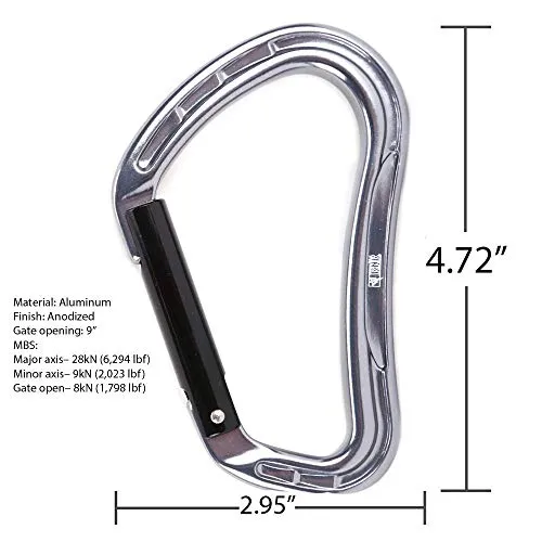 Rock-N-Rescue 20-Foot Webbing and Carabiner Combo - Red, Heavy-Duty Tubular Nylon, Made in USA, Rock Climbing, Firefighter, and Rescue Gear