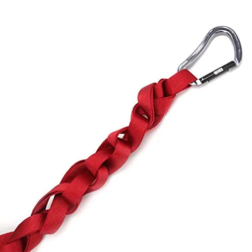 Rock-N-Rescue 20-Foot Webbing and Carabiner Combo - Red, Heavy-Duty Tubular Nylon, Made in USA, Rock Climbing, Firefighter, and Rescue Gear