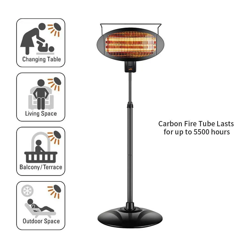 Sundate Halogen Patio Heater, Indoor/Outdoor Electric Vertical Heater with 3 Power Levels, PHP-1500DI