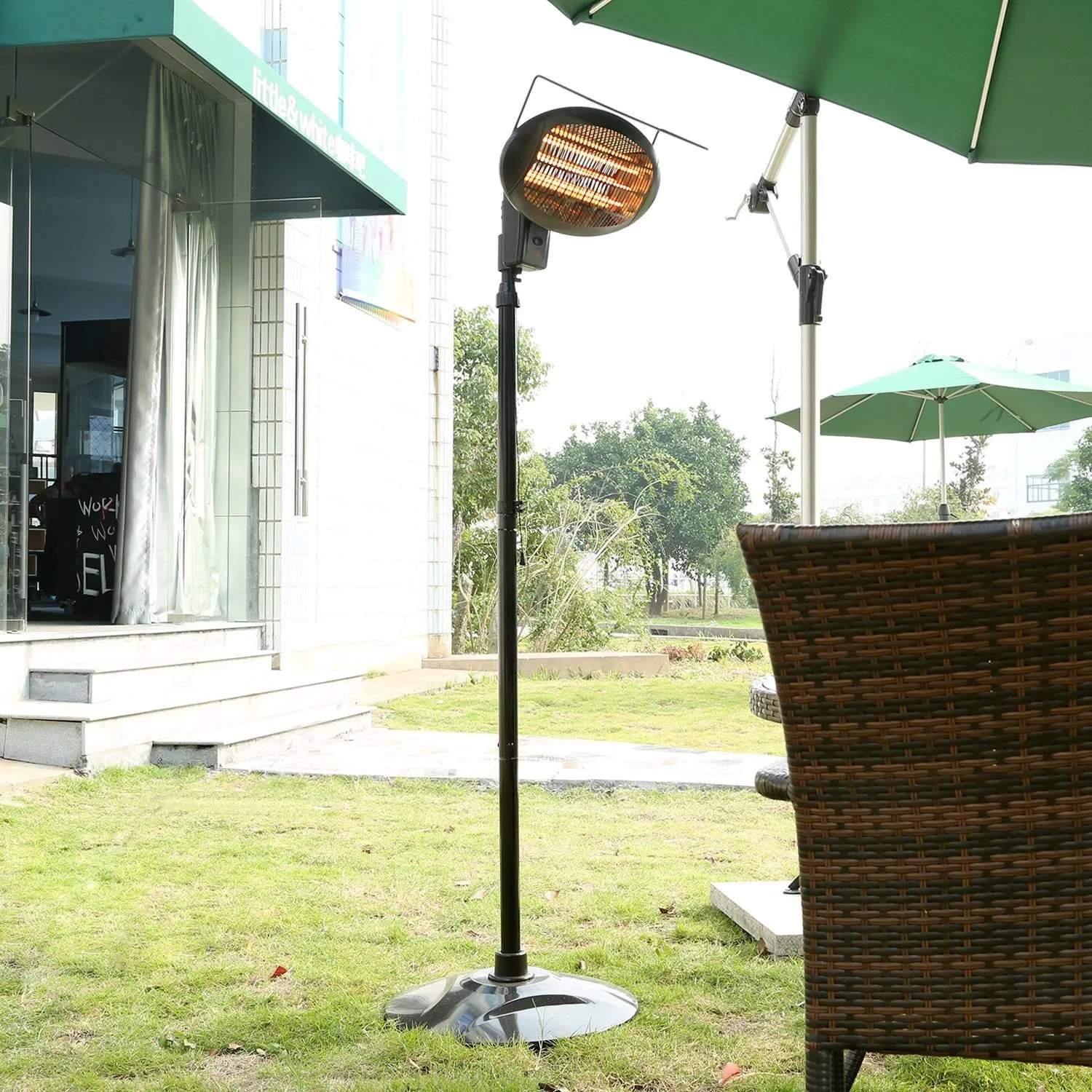 Sundate Halogen Patio Heater, Indoor/Outdoor Electric Vertical Heater with 3 Power Levels, PHP-1500DI