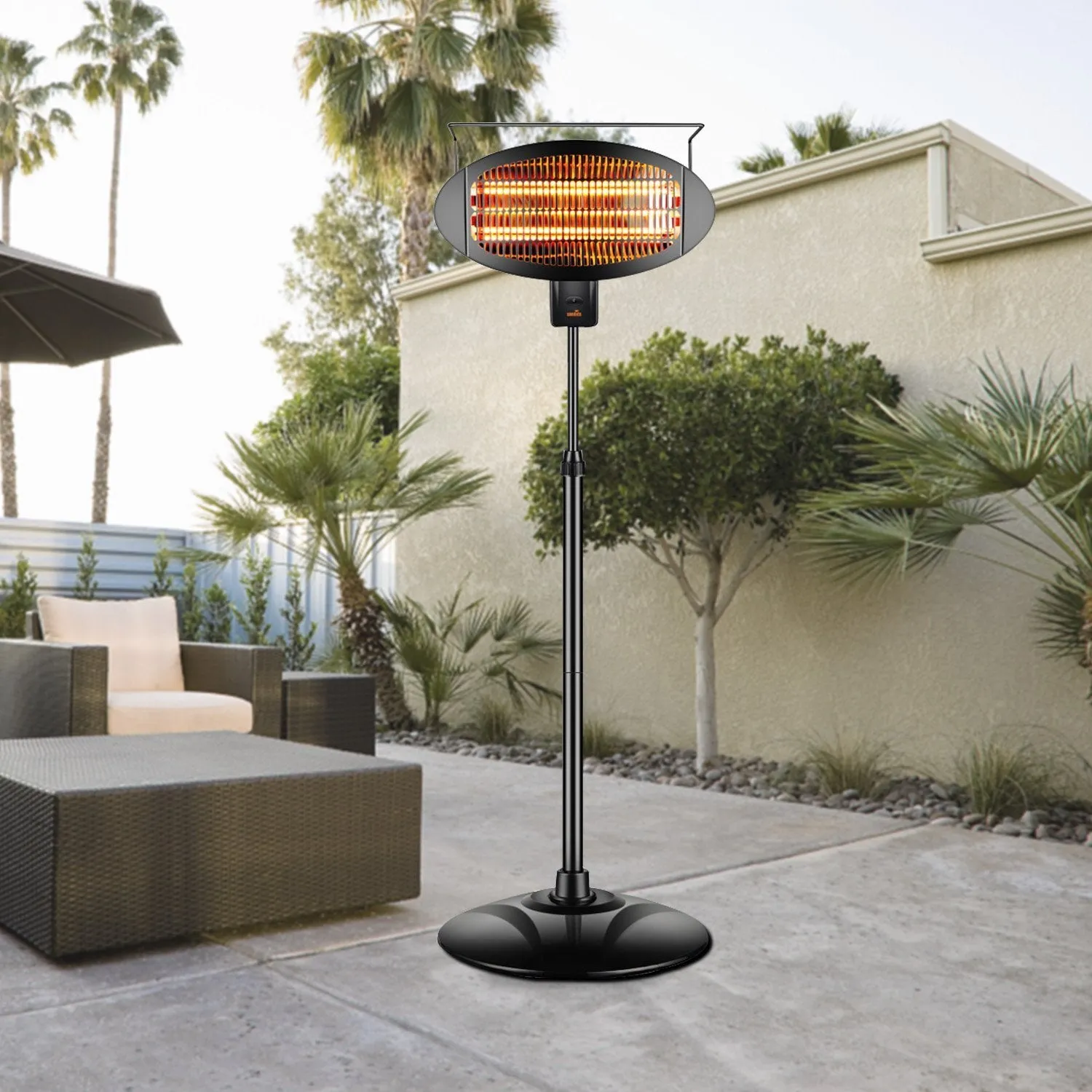 Sundate Halogen Patio Heater, Indoor/Outdoor Electric Vertical Heater with 3 Power Levels, PHP-1500DI