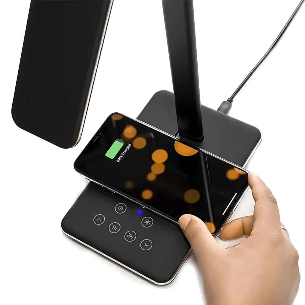 TOUCHDOWN Wireless Charging Desk and Table Lamp in Gloss Black