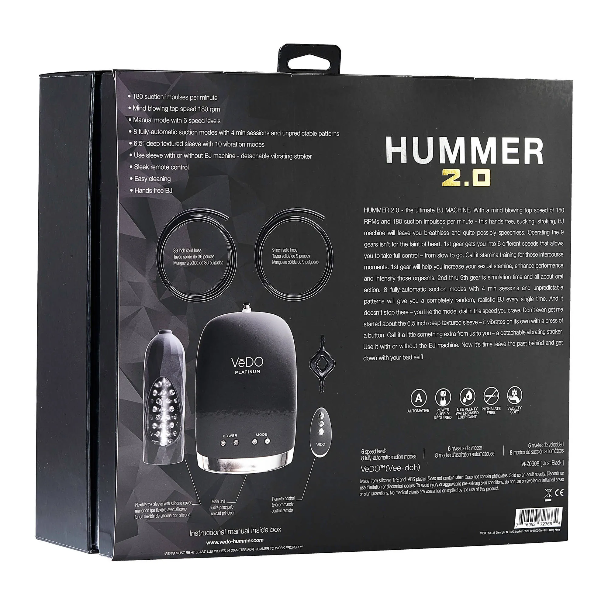VeDO HUMMER 2.0 Vibrating Oral Sex Milking Machine - Build Stamina, Transform Your BJ